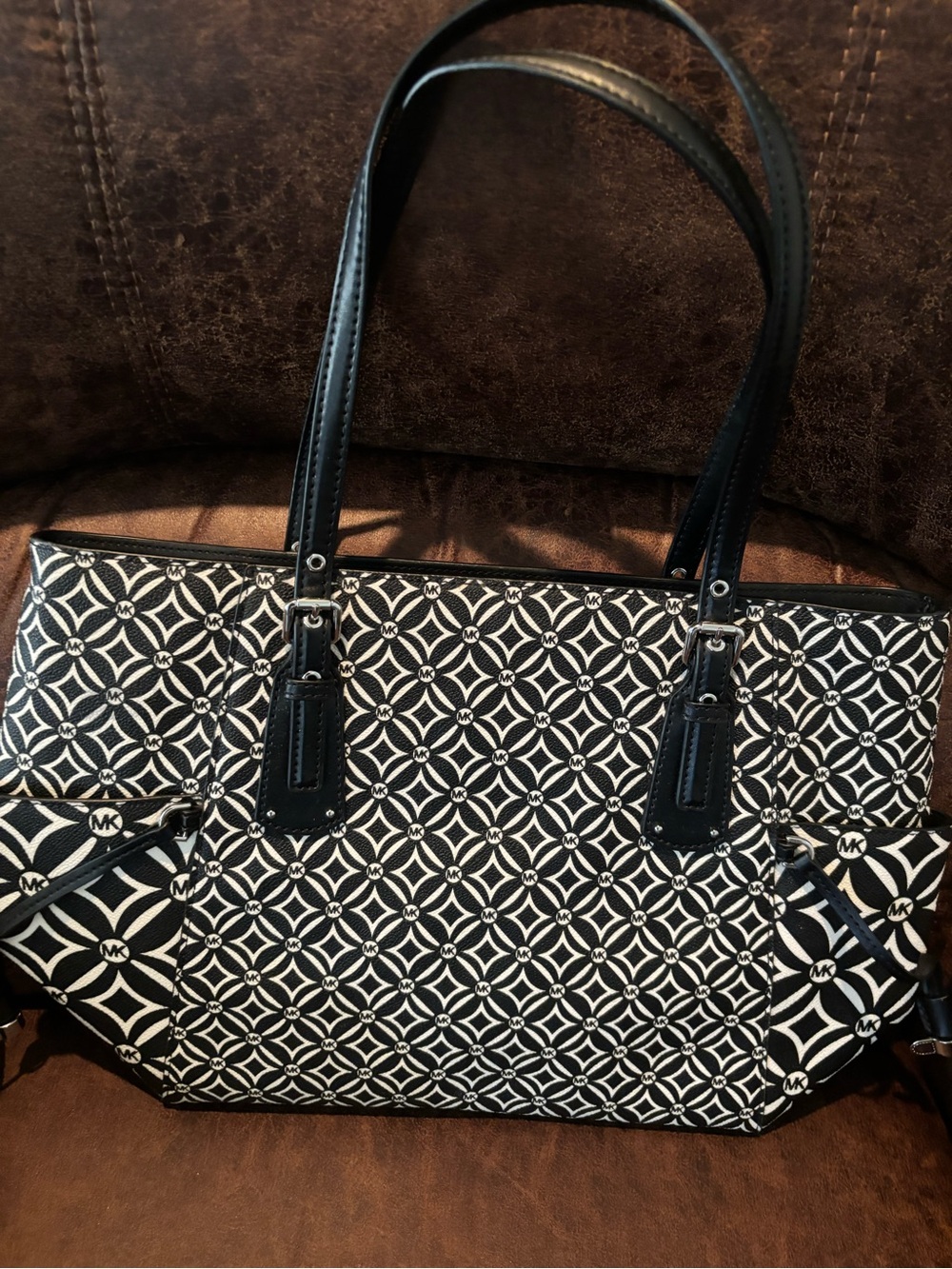 Michael Kors Black and White Geometric Tote